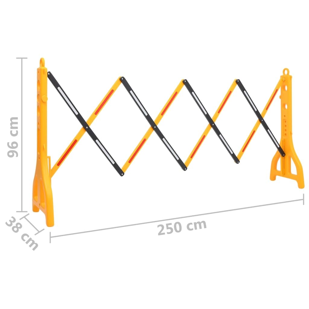 vidaXL Barriera Stradale Pieghevole Gialla 250x38x96 cm