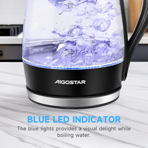 Aigostar Adam 1.7L Glass Electric Kettle, 2200W Fast Boil - Image 5