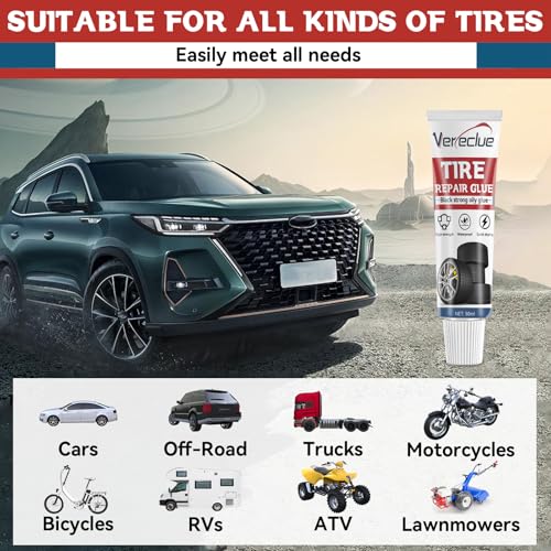 Tire Repair Glue, 50ml Tire Sidewall Repair Kit, Black Rubber Cement Tire Repair, Two Sizes Tire Repair Rubber Nail, Tire Glue Super Glue Repair Car Truck Motorcycle Tractor Mower ATV - Thumbnail 7