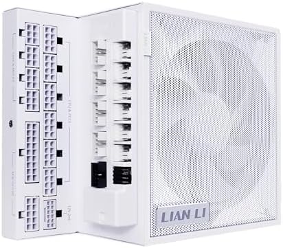 Lian Li EDGE1000W Fully Modular Low-Noise ATX Power Supply - ATX 3.1 & PCIE 5.1 Compliant - Cybenetics Gold Efficiency - 12V-2x6 Cable - L-Shape Design - with USB/Fan Hub - White (EG1000G.WH)