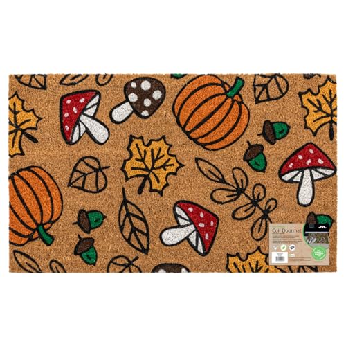 JVL Latex Backed Coir Entrance Doormat 45x75cm - Autumn