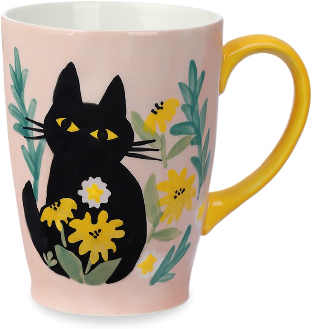 NymphFable Cat Mug 600ml Coffee Cups Ceramic Large Coffee Mug with Handle 100% Hand Painted Personalized Gift