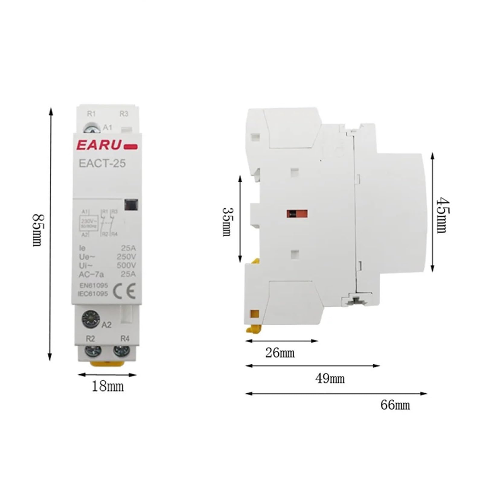 Domowy modułowy stycznik AC montowany na szynie Din, 2P 16A 20A 25A 1NO 1NC 2NC AC 220V 230V 50/60Hz (2P 16A 2NO)