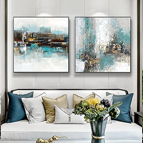 Peinture toile abstraite colorée pour créer un salon chaleureux et moderne