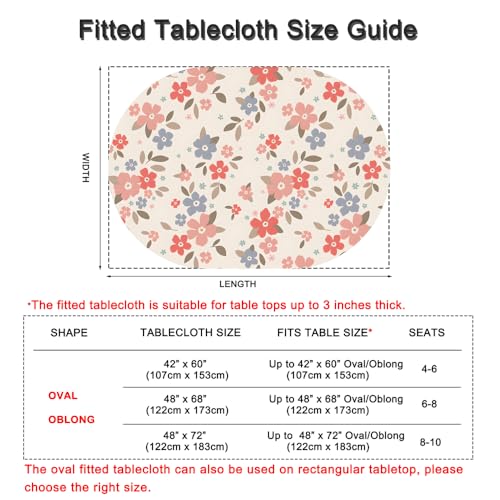 Amonsa Fitted Elastic Spring Floral Oval Tablecloth 48x72 Inch - Charming Flower Print, Washable Stretchy Spandex (Not Vinyl) for Home Family Meal Oval Tables by Amonsa - Used condition - Image 6