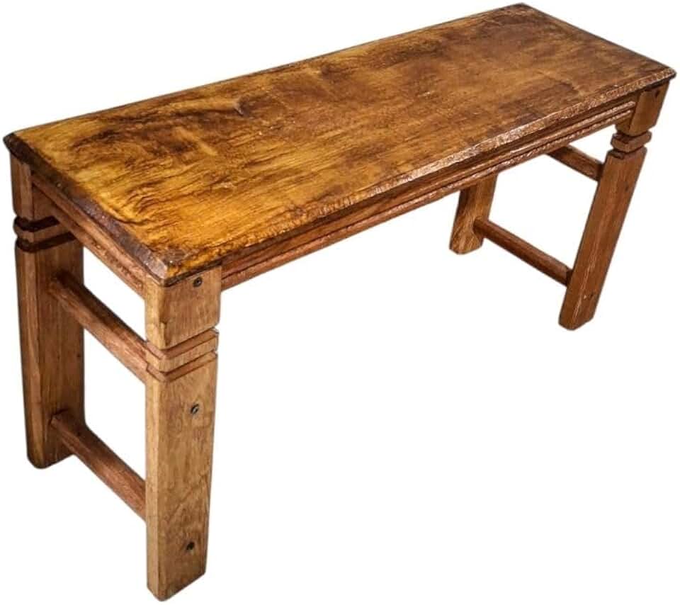 Banco de madeira maciça rústica envernizado 70cm - suporta até 180 quilos banco de madeira para Jardim, Varanda, Área de Churrasco e Entrada