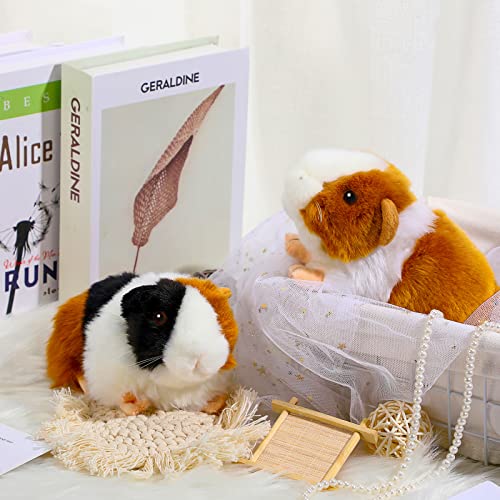 2 Pieces 8 Inch Cute Guinea Pig Plush Toys Stuffed Realistic Stuffed Animals Soft Guinea Pig Doll Toys Decor For Boys Girl Themed Party Supplies (Black, Yellow,Guinea Pig) #TOP4