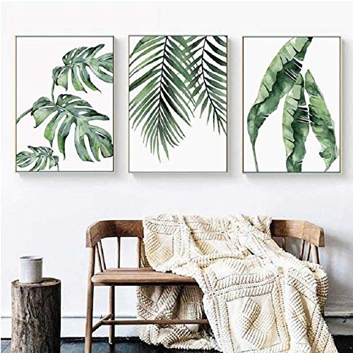 Art mural plantes tropicales toile peinture verte salon 50x70