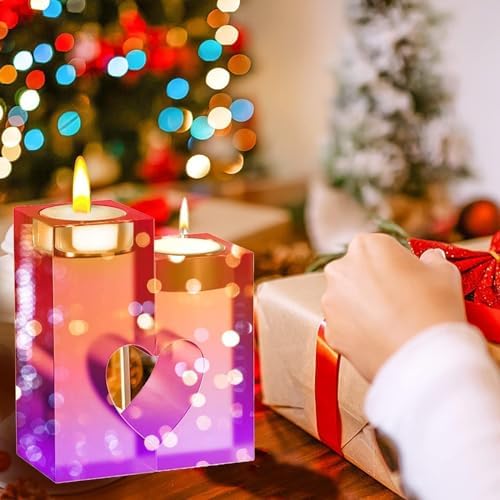 Linkstyle 2PCS Silicone Heart Candles Holder Mould for Resin Casting, DIY Epoxy Resin Candlestick Tea Light Crafts Molds for Mother's Day Womens Day Home Decor Beginners Adults