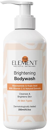 The Element Brightening Body Wash with Niacinamide, Kojic Acid, Vitamin C, Papaya &amp; Licorice Extracts, Tan Removal &amp; Skin ...