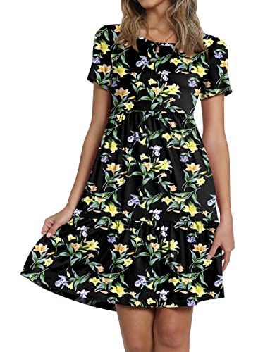 Image of TAOHUADAO 2026 Summer Dresses for Women Short Sleeve Ruffle Casual Sundress with Pockets