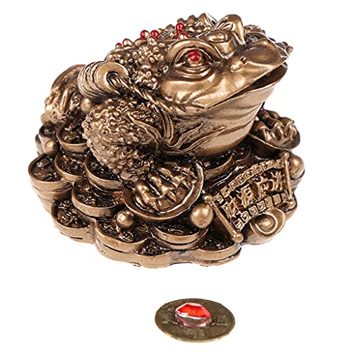 GMBYLBY Feng Shui Argent pour Crapaud Chanceux Richesse Chinois Doré pour Grenouille pour Crapaud Pièce de Décoration de Bureau à Domicile Table Orna Grenouille Dorée Pièce Décor – vue 7