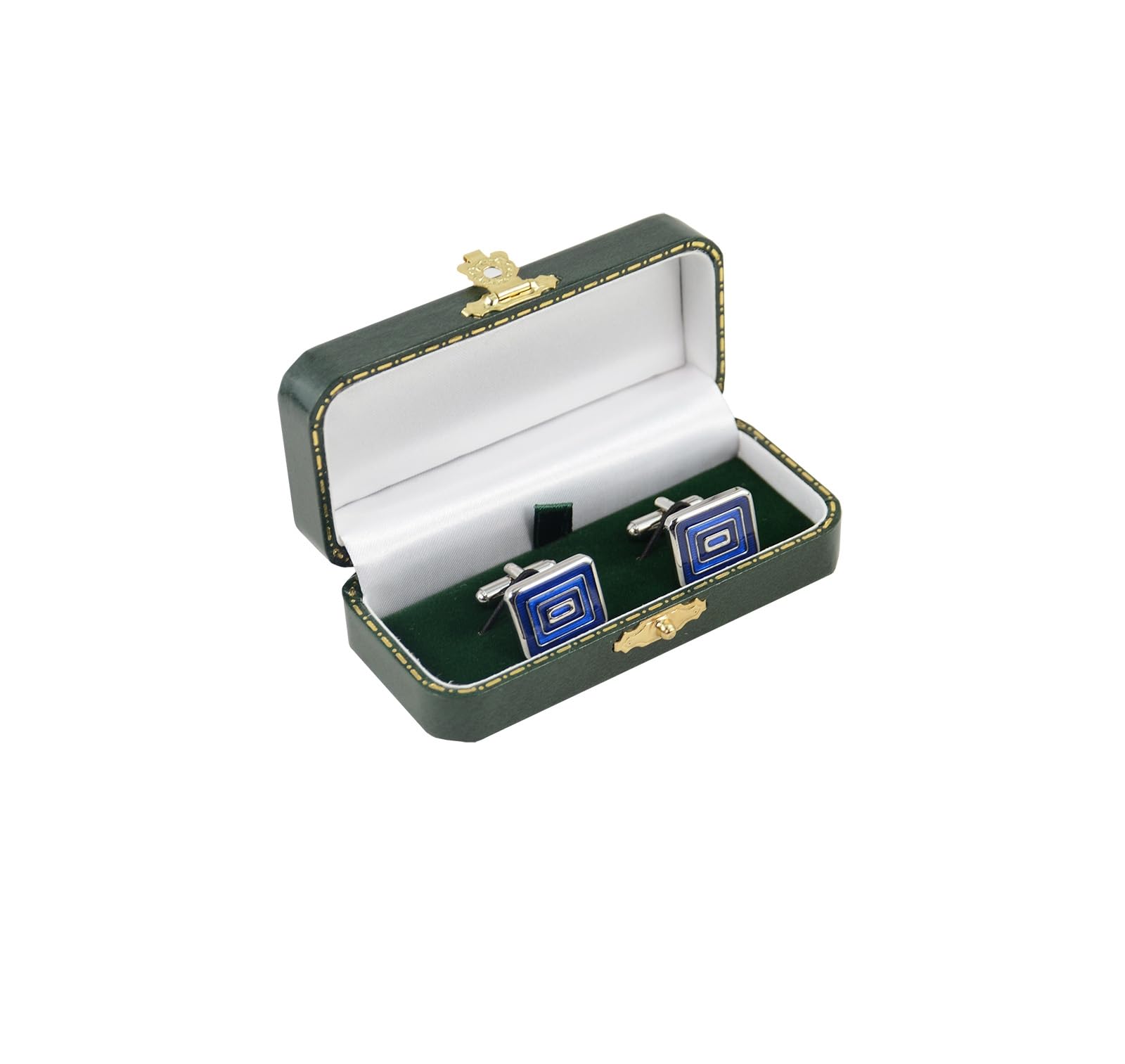Cajas de presentación de joyas de piel sintética verde envejecido, caja de colección al por menor, anillo, colgante, collar y pulsera (6, caja de gemelos)