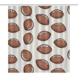 Footballs Pattern U.S.A Bath Curtain Waterproof Shower Curtains with Hooks for Bathroom Showers and Bathtubs 64.17x70.87Inch（163x180cm）