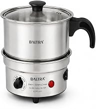 BALTRA BTC-102 Glair Plus 400 Watts Multi Cooker Electric Kettle Stainless Steel Body with Glass Lid (0.9 L)