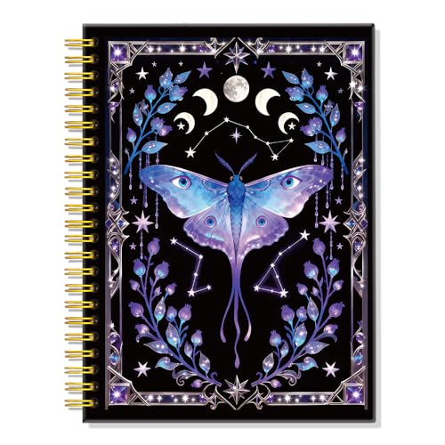 ERHACHAIJIA Luna Moth Bullet Hardcover 160 Pages Lined Spiral Notebook, Funny Gothic Occult Diary, Witchcraft Journal for Women, Graduation Gifts for Student, Astrology Diary, Celestial Planner Gifts