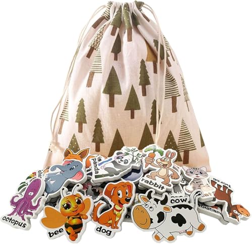 Animal Magnets Letters Refrigerator for Kids Toddlers 1-3, 32 Fridge Magnetic Animal Toys Set with Clear & Big Letters Educational Spelling Early Learning Tool