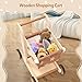 Asweets 2 in 1 Wooden Baby Walker Push and Pull Doll Stroller, Shopping Cart Learning Walker for Boys and Girls, Sit Stand Learning Toddler Toy (Brown)