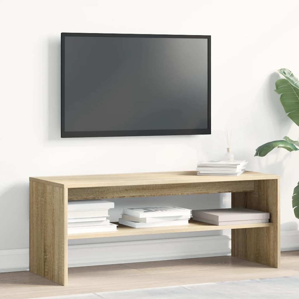 TV Meubel met Opbergruimte, Sonoma Eiken, 100x40x40 cm, Stevig Spaanplaat, Stabiele TV Kast voor Woonkamer Slaapkamer, Eenvoudig Schoon te Maken