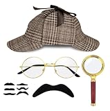 Detective Costume Accessories Set, Detective Hat Dress up Costume for Adults Men Women, Halloween Spy Costumes