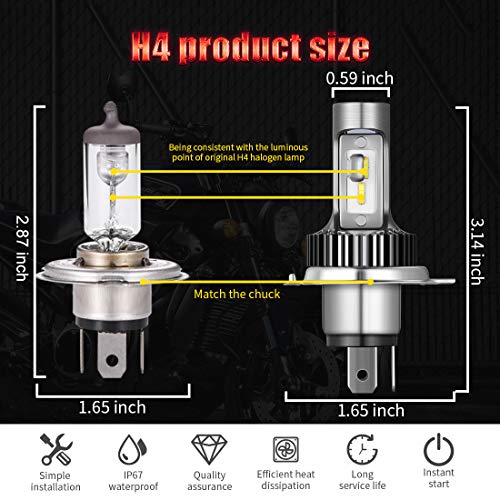 Camelight Fanless H4 Led Motorcycle Headlight Bulbs 9003 /Hs1 Hi/Lo Blue-Ray Angel Eye Replacement For Halogen Lamp 25W 6000K Xenon White (1Pcs) #TOP3