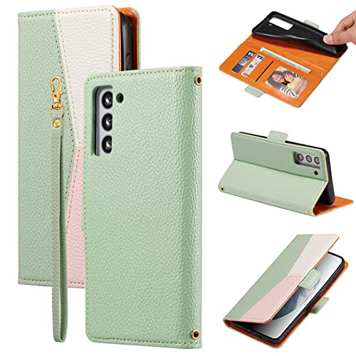 Funda para Samsung Galaxy A14 5G de piel sintética rosa tipo cartera