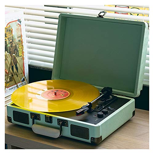 Giradischi valigia vintage con Bluetooth, giradischi fonografico classico, giradischi in vinile con trasmissione a cinghia a 3 velocità, supporta jack per cuffie da 3,5 mm e dischi da 7/10/12 pol