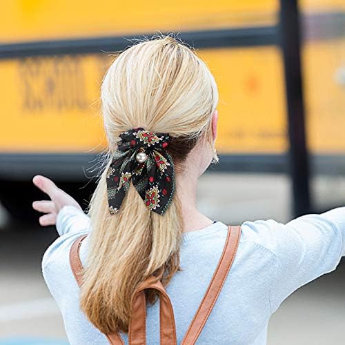 Jaciya 6 Pack Hair Elastics Scrunchies Chiffon Hair Scrunchies Hair Bow Chiffon Ponytail Holder Bobbles Soft Elegant Elastic Hair Bands Hair Ties, 6 Colors (6 Pack Scrunchie)