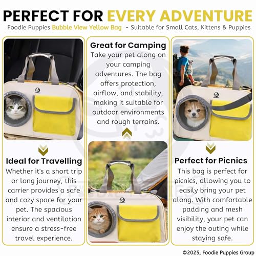 Image of Foodie Puppies Pet Carrier Bag for Cats & Small Dogs (Bubble View), (44 x 28 x 28cm) | Lightweight Travel Tote with Pocket, Breathable Mesh Panels & Airline-Approved Design | Suitable for Small Pets