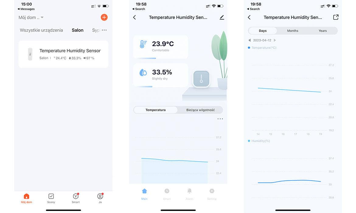 Sone Smart One Czujnik temperatury i wilgotności ZIGBEE TUYA | Wymagana bramka, przebieg pomiaru, eksport xlsx, alarm push, stan baterii, montaż na klej