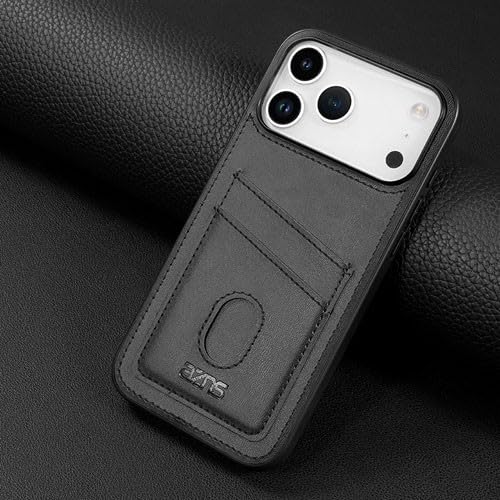 Étui en cuir iPhone 17 Pro Max noir idéal pour le bureau avec son rabat magnétique fin