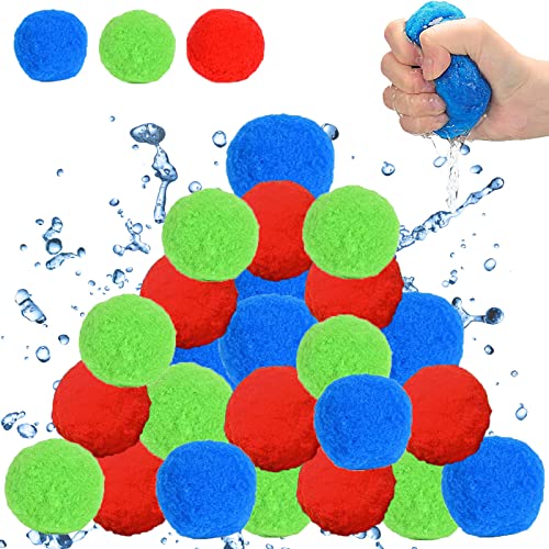 IWTBNOA 24PCS Globos de Agua, Bombas de Agua Reutilizables, Bolas De Bombas de Agua, Bolas de Salpicaduras, Coloridos Bombas de Agua para Fiestas, Juego de Bolas de Agua para Batalla de Agua en Jardín Cover