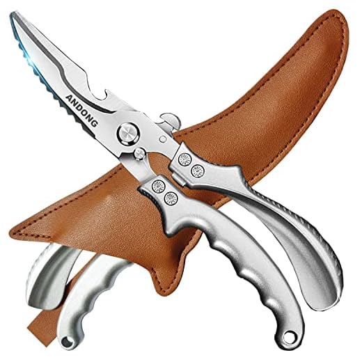 Poultry Shears Heavy Duty Professional,kitchen Scissors Heavy Duty Dishwasher Safe,kitchen Shears Heavy Duty Spring Loaded,ANDONG Utility Scissors Multipurpose Stainless Steel Meat Scissors+Sheath