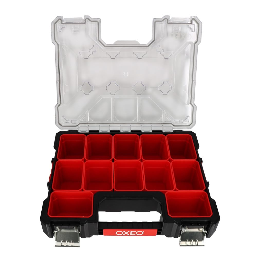 Lot de 2 Mallettes organiseur superposées - 2x12 Compartiments Amovibles - résistant aux chocs - 2 profondeurs