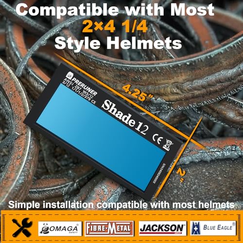 Core Series HD Shade 12 Auto Darkening Welding Lens 2"x4 1/4", Slim 0.2" True Color Welding Lens with Natural View for Pancake & Sugar Scoop Welding Hoods by Preruner - Image 3