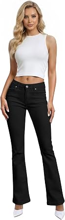 Hybrid & Company Womens Flare Denim Jeans