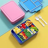WayEee Bento Box 1330ml Lunch Box Kids Leak-Proof Lunch Box with Compartments for School, Work(Blue) - Image 6