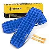 BUNKER INDUST Off Road Traction Boards, Pair Recovery Tracks Traction Mat for Vehicle Truck Jeep SUV, Mud, Snow, Sand Ramp-Blue Emergency Tire Traction Pads (Gen 10th)