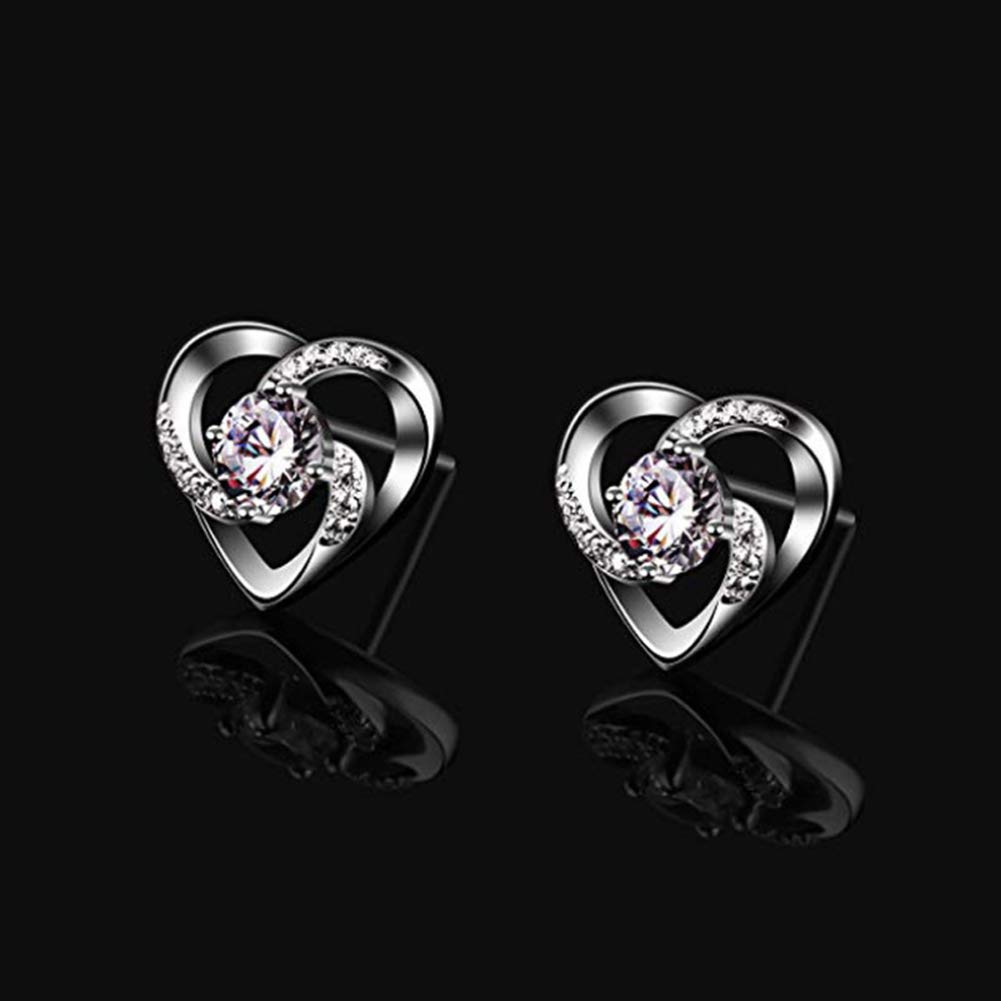 YCTTKDD Herz-Ohrringe – 925er-Sterlingsilber – Geburtsstein mit CZ-Kristall-Anhänger – Feine Schmuck-Ohrstecker für Frauen – rhodiniertes Silber – Zirkonia – Geschenke für Frauen