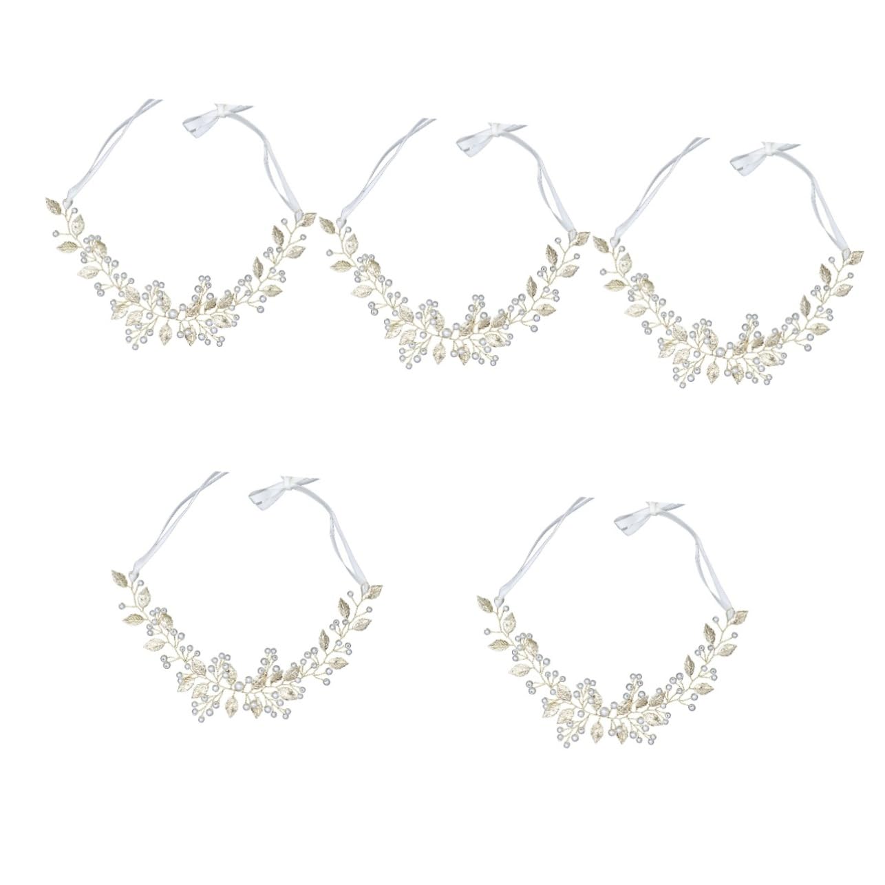 Beavorty 5piezas Diadema De Perlas Para Novias Cinta Accesorio De Cabello Elegante Para Bodas y Fiestas Formales