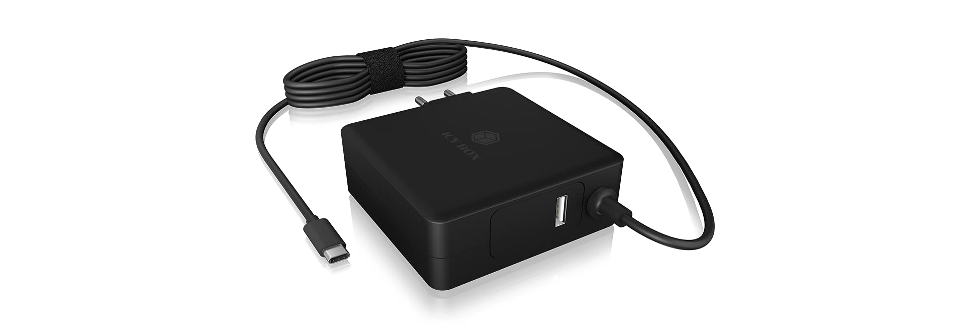 ICY BOX Power Delivery 3.0 60772 - Alimentatore di rete USB-C da 90 W, cavo da 1,8 m, colore: Nero