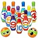 AugToy Kids Bowling Toy Set, Toddler Indoor Outdoor Activity Play Game Toys for 3 Year Old Boy Girl, Soft 10 Foam Bowling Pins & 2 Balls, Educational Children Birthday Party Gifts
