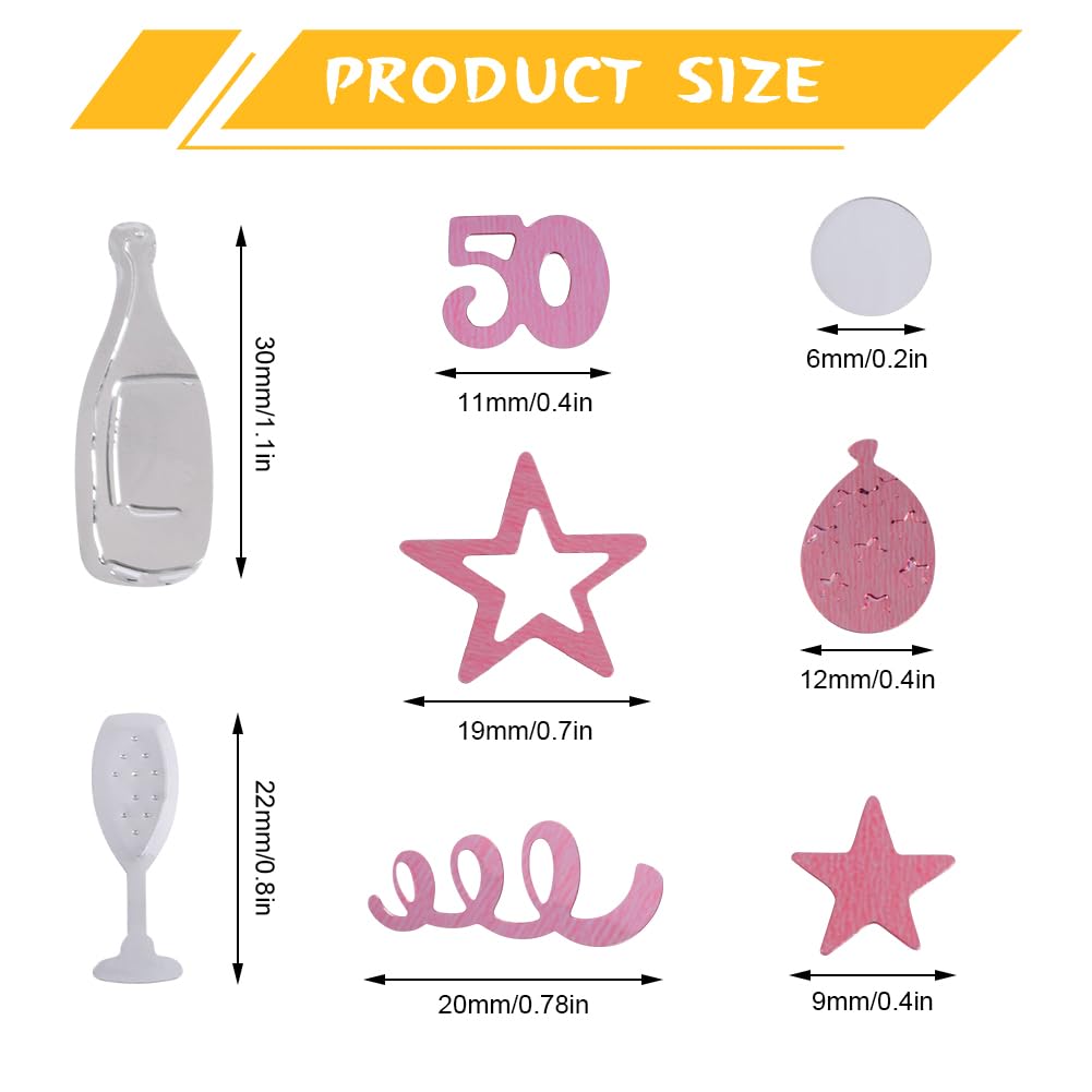 OSDUE Pink Gold Silver Happy Birthday Confetti, 3000 Pieces 50 Years Birthday Cake Confetti, Metallic Foil Balloon Table Scatter Confetti Decoration Supplies, for Birthday Party (50th Style)
