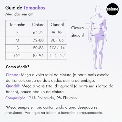 SELENE Short Feminino Academia Poliamida Zero Transparência Cintura Alta, 1 Preto, P