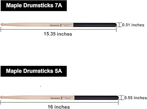 Miniatura 2 de Baquetas con mango de goma antideslizante, baquetas 7A para adultos, 12 pares de baquetas clásicas de madera de arce para niños, accesorios de
