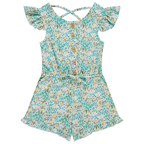Btween 3-Pack Girls' Jumpsuits & Rompers, Sleeveless & Flutter Sleeve One Piece Overall Suit, Floral/Stripe/Unicorn/7-8 #TOP1
