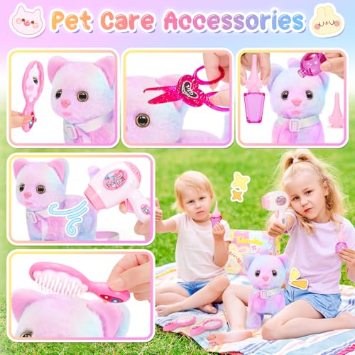NINAOR Plush Interactive Cat Toys for Kids with Tote Bags, Stuffed Robot Pet Kitten with Leash Walking Meow Pretend Play, Realistic Cute Stuff Fidget Toys for Toddler Stocking Stuffers Birthday Gifts by NINAOR - Image 3