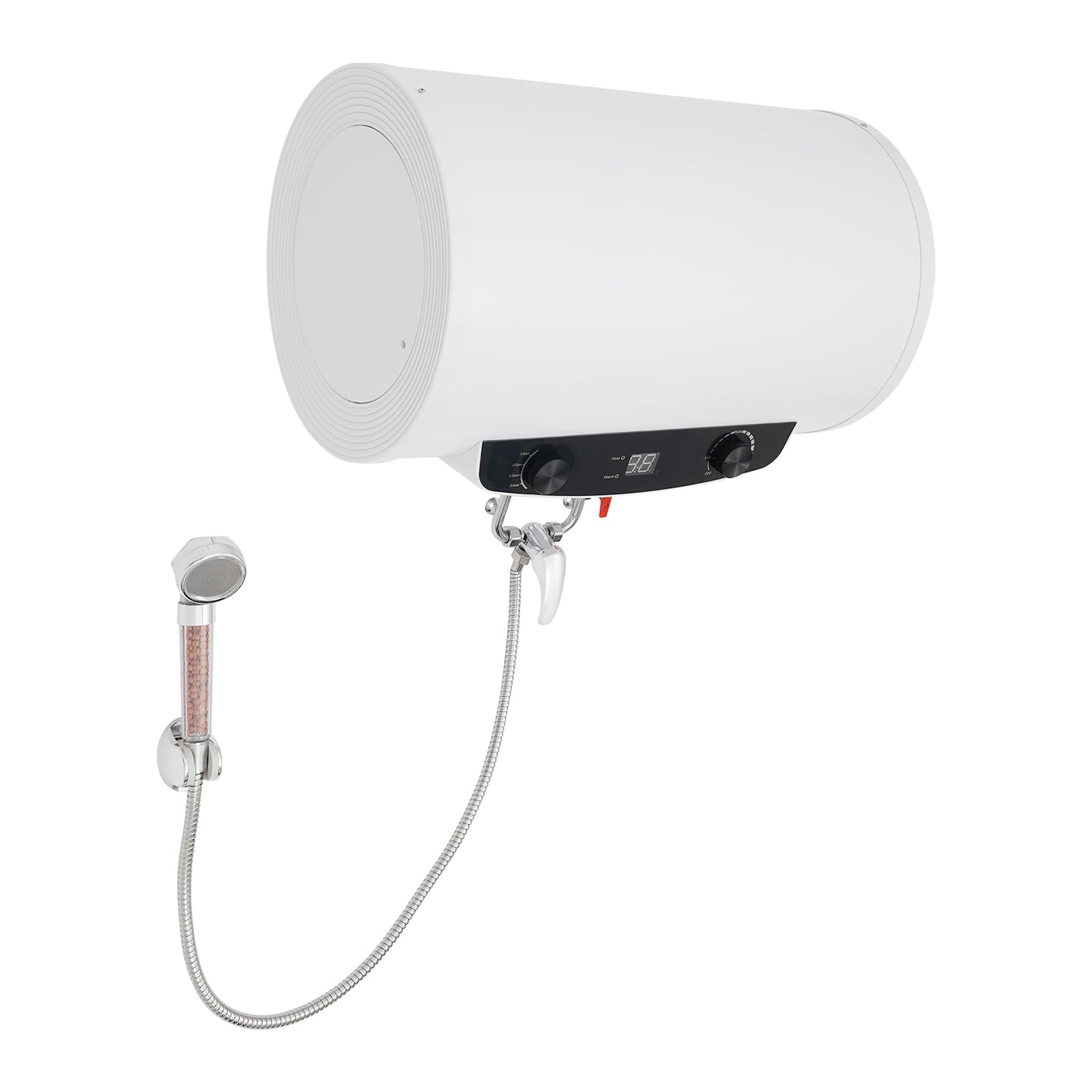 Scaldabagno elettrico da 35 l, 2000 W, montaggio a parete, con indicatore LED, 3 livelli di calore (35-75 °C), IPX4, serbatoio interno in acciaio inox, soffione doccia, per bagno, appartamento, salone