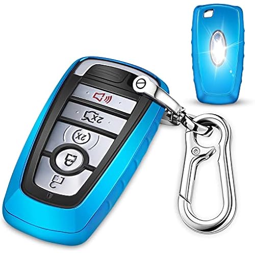 QBUC for Ford Key fob Cover with Keychain (Blue)