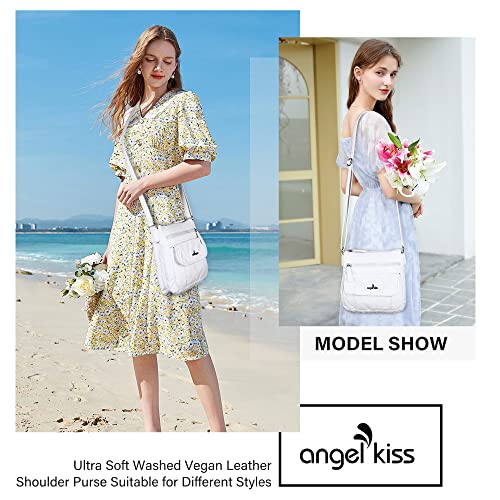 Image of Angelkiss Small Womens Crossbody Bag Leather Shoulder Purse for Women Hobo Bag with Adjustable Shoulder Strap